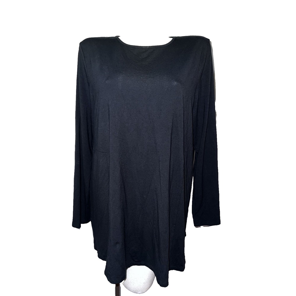 J. Jill Wearever Top Black Long Sleeve Stretch Knit Tunic Shirt Womens Size XL
